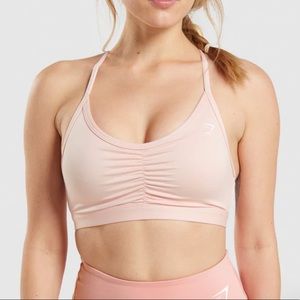 Gymshark ruched sports bra light pink small